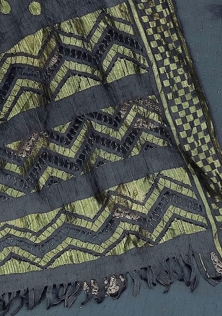 Grey Sequin Embroidered Poly Blend Kurta Set