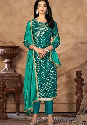 Green Bandhani Print Pure Cotton Kurta Set