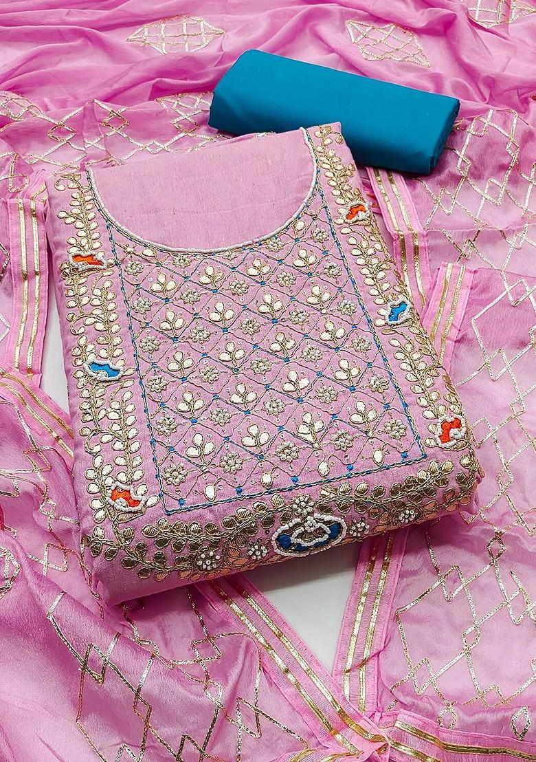 Pink Ethnic Motifs Embroidered Poly Blend Kurta Set