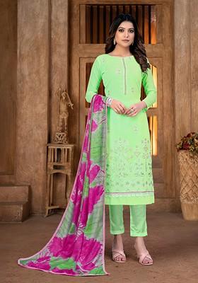 Green Sequin Embroidered Silk Georgette Kurta Set