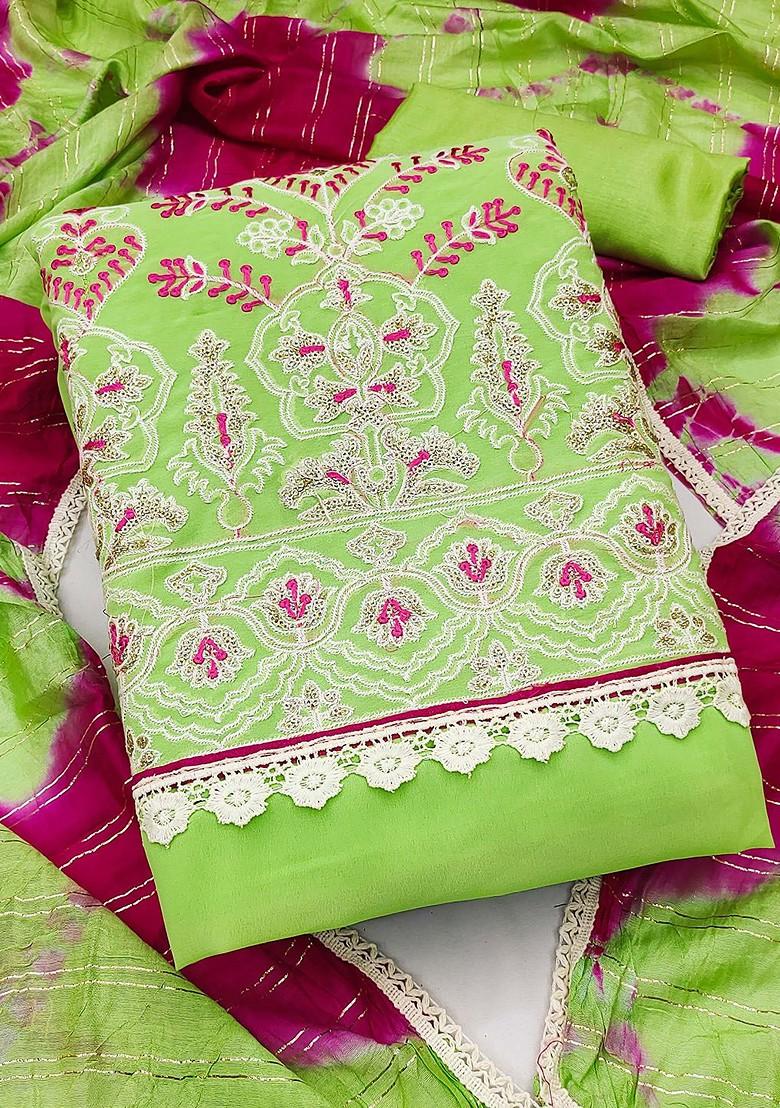 Green Sequin Embroidered Silk Georgette Kurta Set