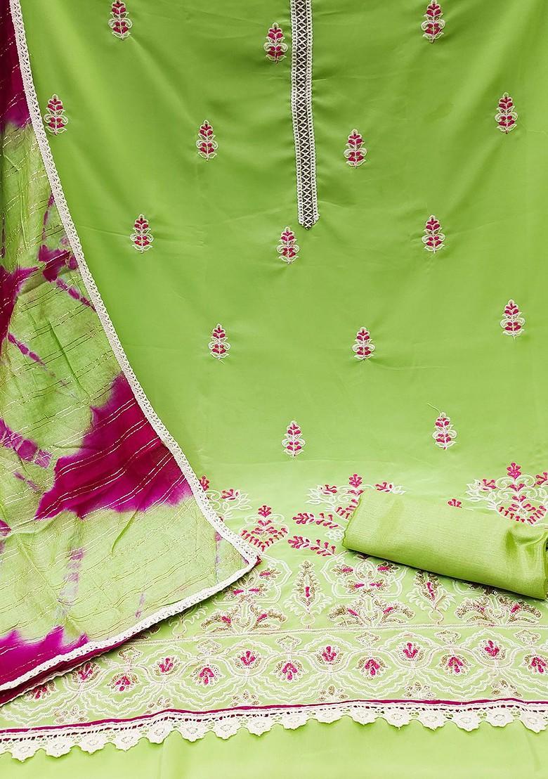 Green Sequin Embroidered Silk Georgette Kurta Set