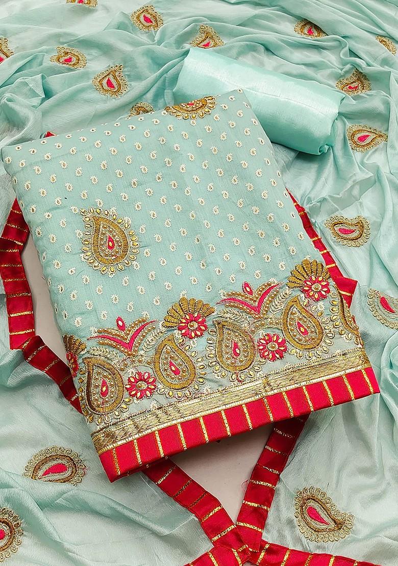 Sea Green Embroidered Pure Cotton Kurta Set