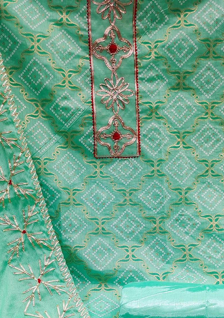 Green Bandhani Print Poly Blend Kurta Set