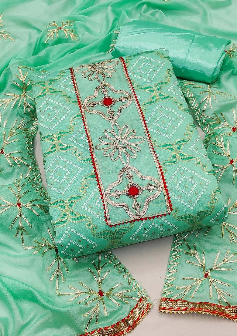 Green Bandhani Print Poly Blend Kurta Set