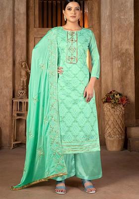 Green Bandhani Print Poly Blend Kurta Set