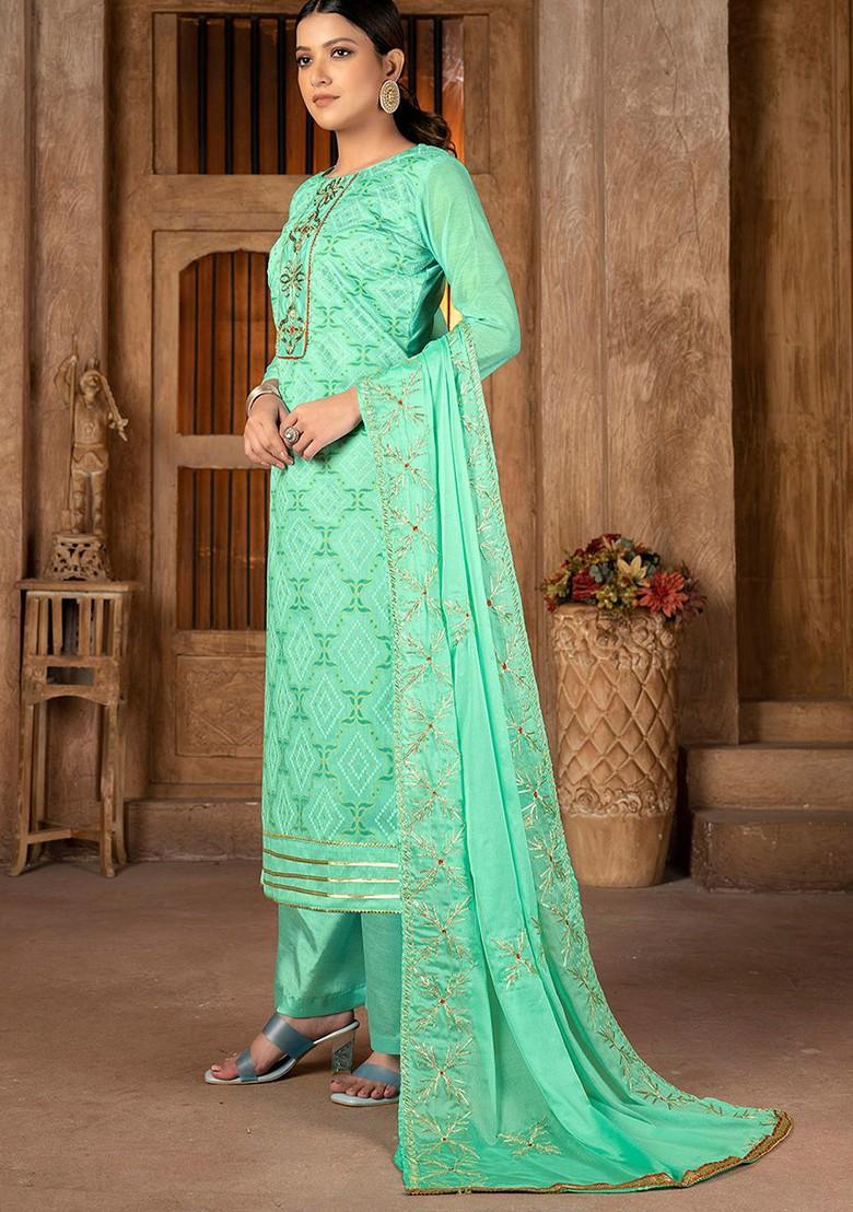 Green Bandhani Print Poly Blend Kurta Set
