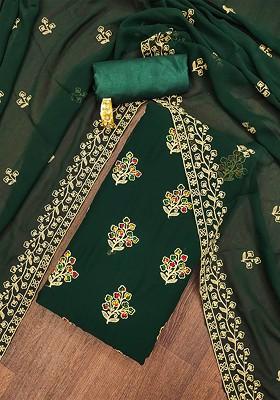 Green Floral Embroidered Silk Georgette Kurta Set