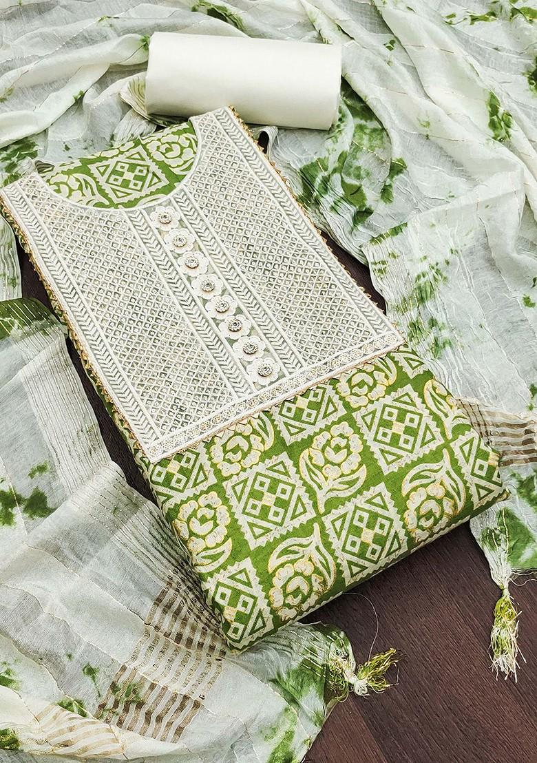 Green Floral Print Poly Blend Kurta Set