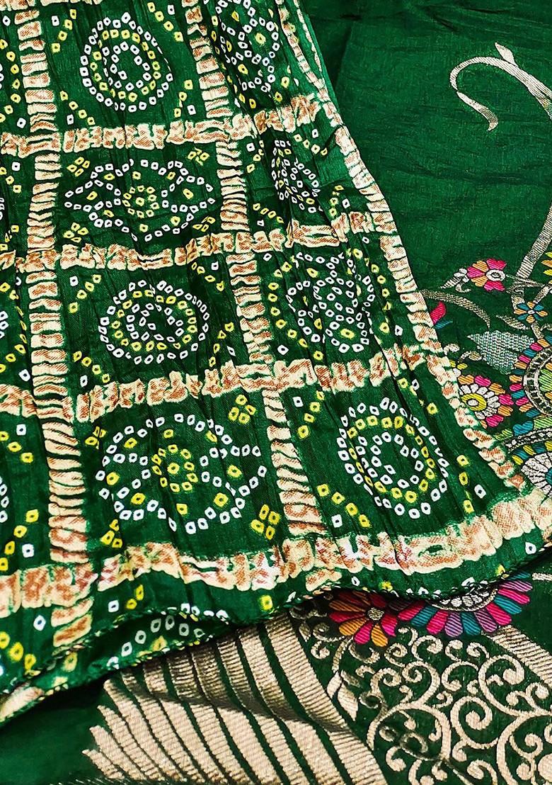 Green Ethnic Motifs Woven Poly Blend Kurta Set