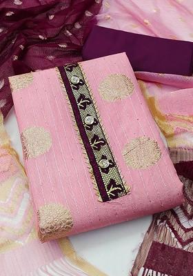 Pink Sequin Embroidered Poly Blend Kurta Set
