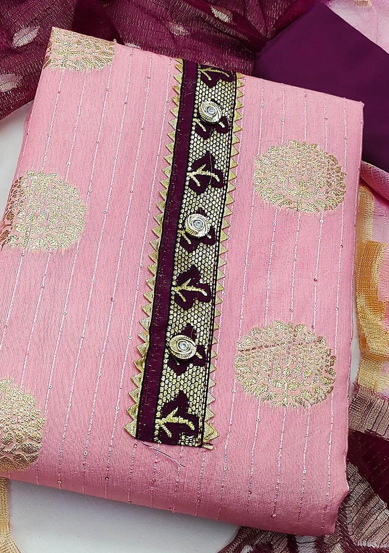 Pink Sequin Embroidered Poly Blend Kurta Set