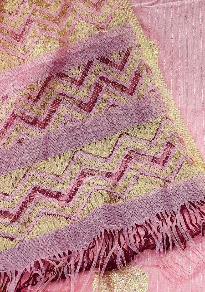 Pink Sequin Embroidered Poly Blend Kurta Set