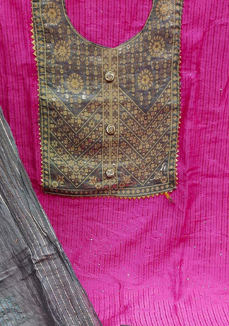 Pink Ethnic Motifs Embroidered Poly Blend Kurta Set