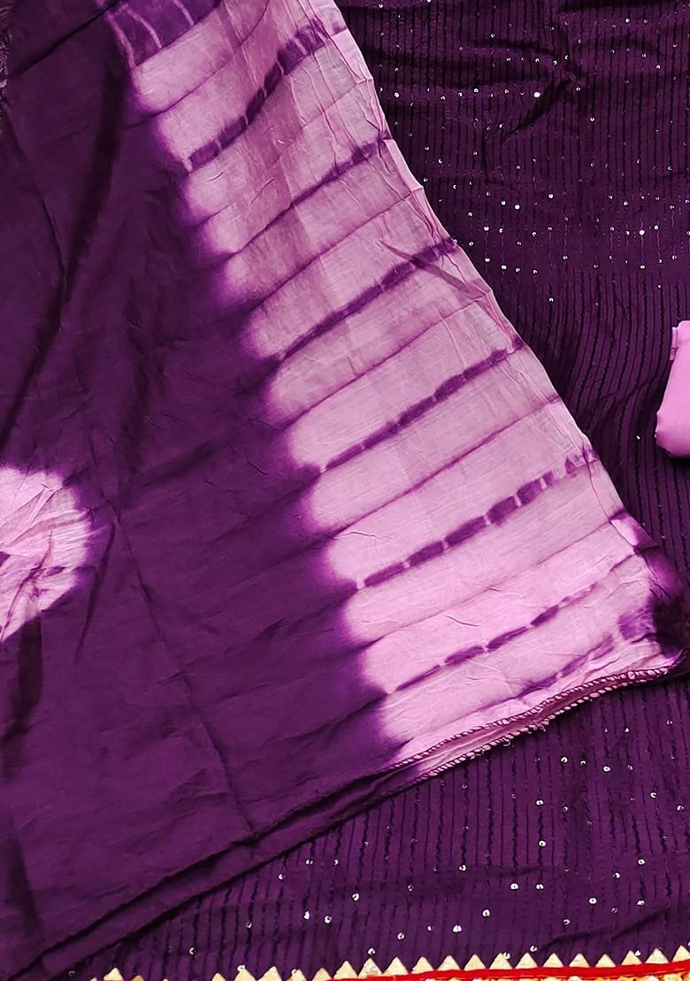 Purple Sequin Embroidered Pure Cotton Kurta Set