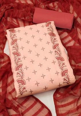 Peach Sequin Embroidered Poly Blend Kurta Set