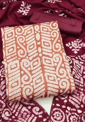 Peach Printed Pure Cotton Kurta Set