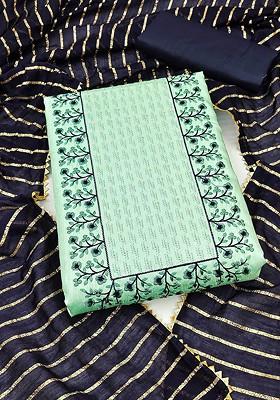 Sea Green Floral Embroidered Poly Blend Kurta Set