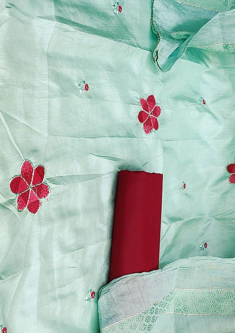 Sea Green Embroidered Poly Blend Kurta Set