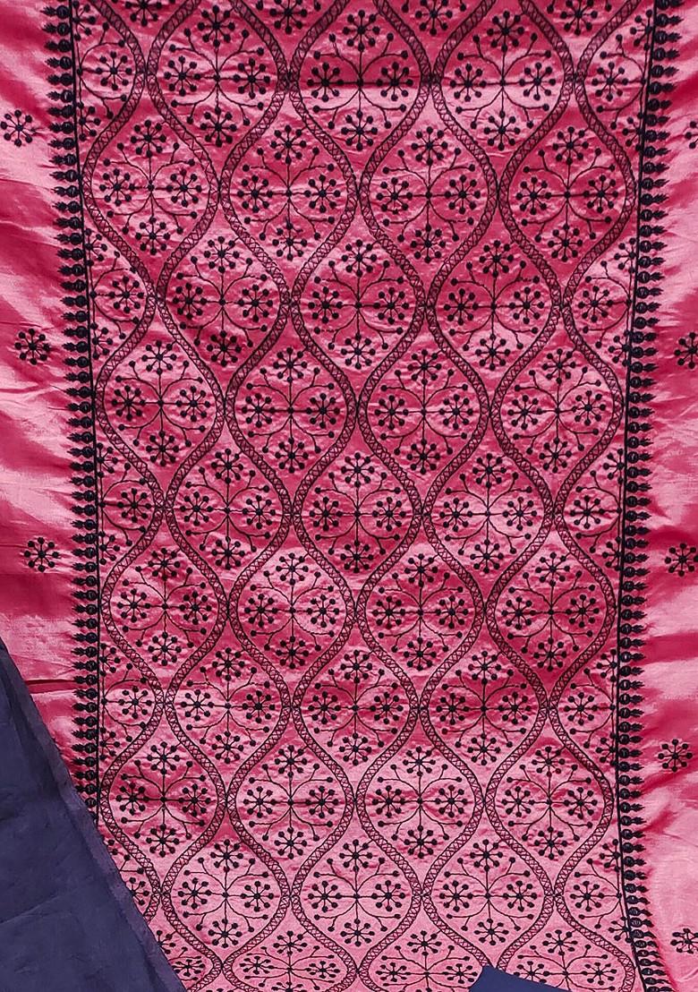 Pink Ethnic Motifs Embroidered Poly Blend Kurta Set