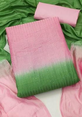 Green Sequin Embroidered Pure Cotton Kurta Set