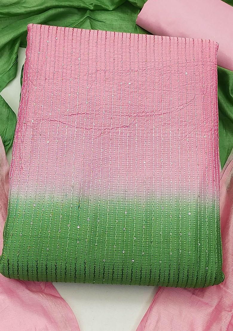 Green Sequin Embroidered Pure Cotton Kurta Set