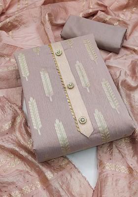 Purple Ethnic Motifs Woven Poly Blend Kurta Set