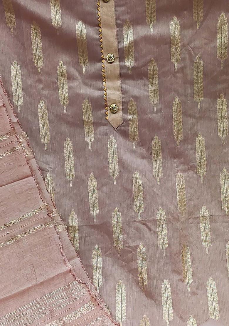 Purple Ethnic Motifs Woven Poly Blend Kurta Set