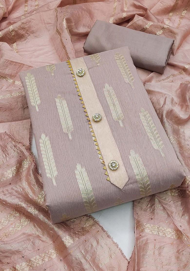 Purple Ethnic Motifs Woven Poly Blend Kurta Set