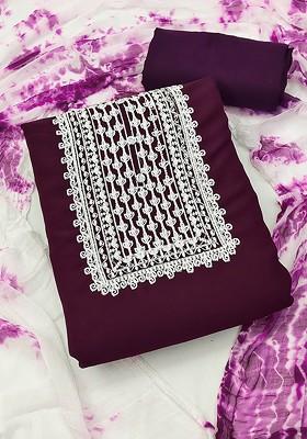 Magenta Floral Embroidered Silk Georgette Kurta Set