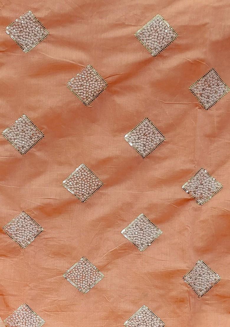 Peach Embroidered Poly Blend Kurta Set