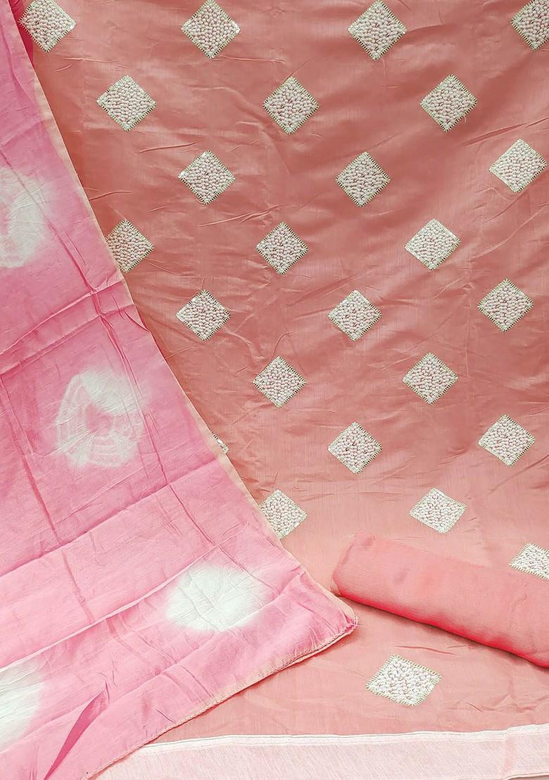 Pink Geometric Print Poly Blend Kurta Set