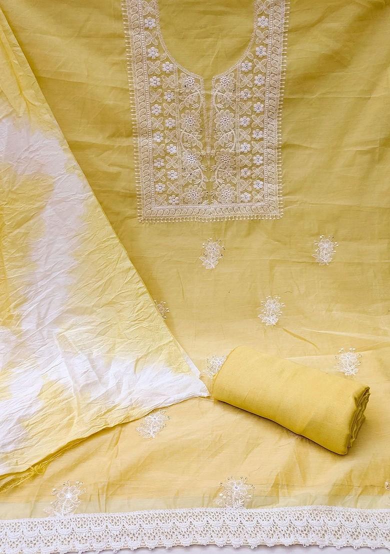 Yellow Ethnic Motifs Embroidered Poly Blend Kurta Set