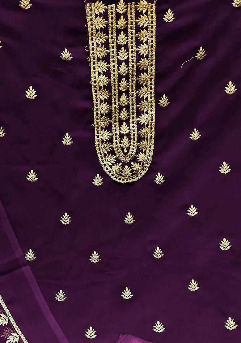 Purple Embroidered Silk Georgette Kurta Set