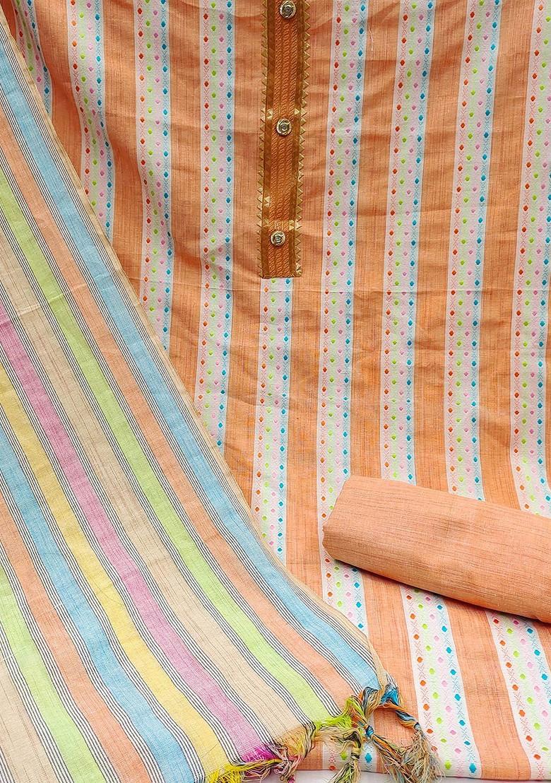 Brown Geometric Print Poly Blend Kurta Set