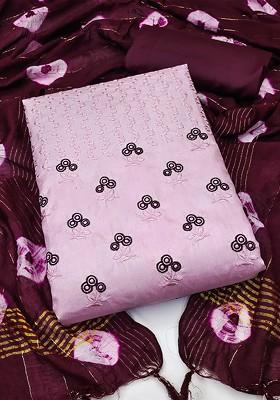 Pink Ethnic Motifs Embroidered Poly Blend Kurta Set