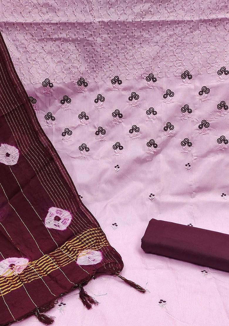 Pink Ethnic Motifs Embroidered Poly Blend Kurta Set
