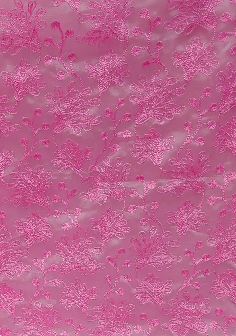 Pink Ethnic Motifs Embroidered Organza Kurta Set