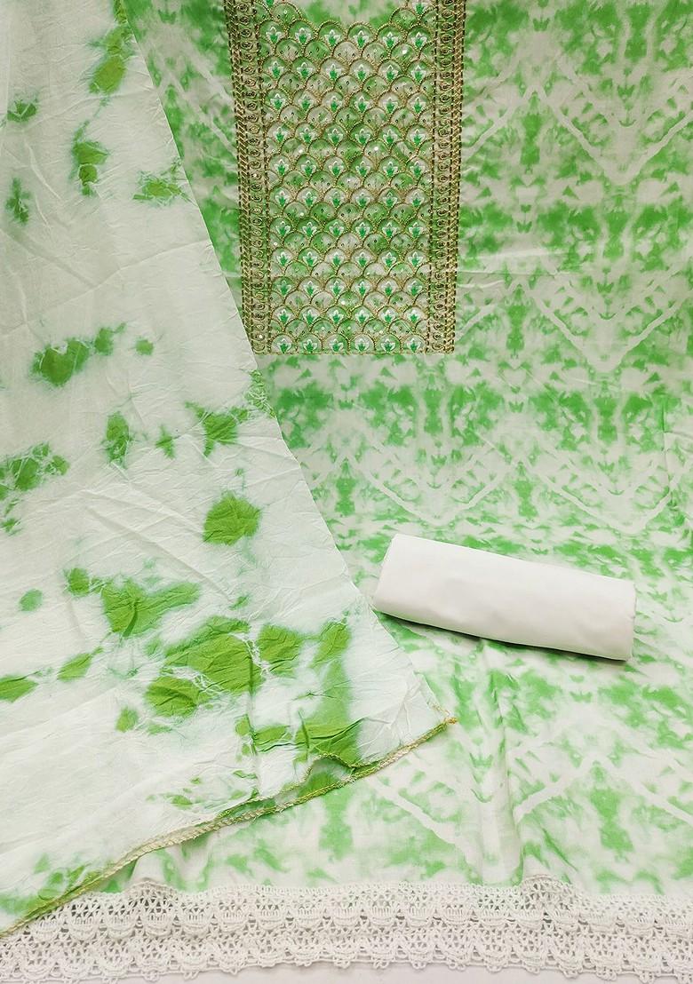 Lime Green Sequin Embroidered Pure Cotton Kurta Set