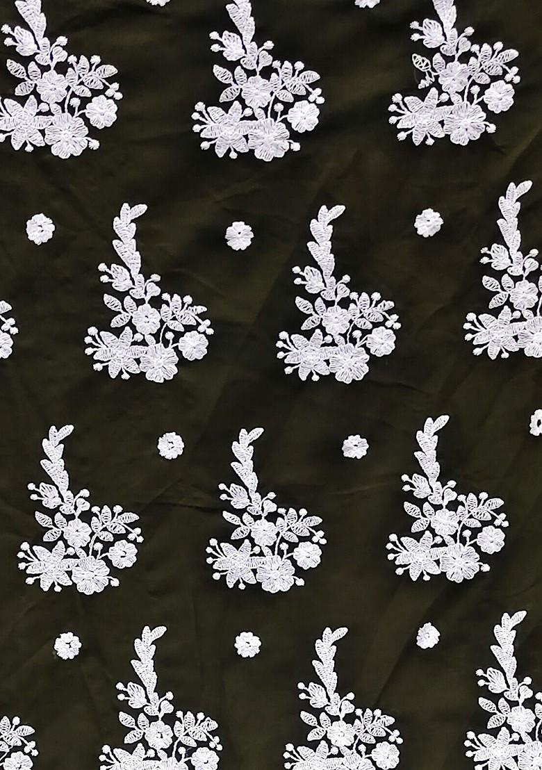 Olive Green Embroidered Silk Georgette Kurta Set