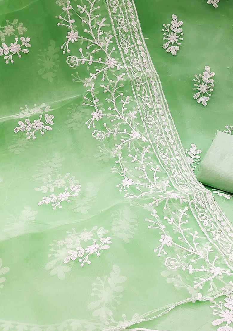 Lime Green Embroidered Poly Blend Kurta Set