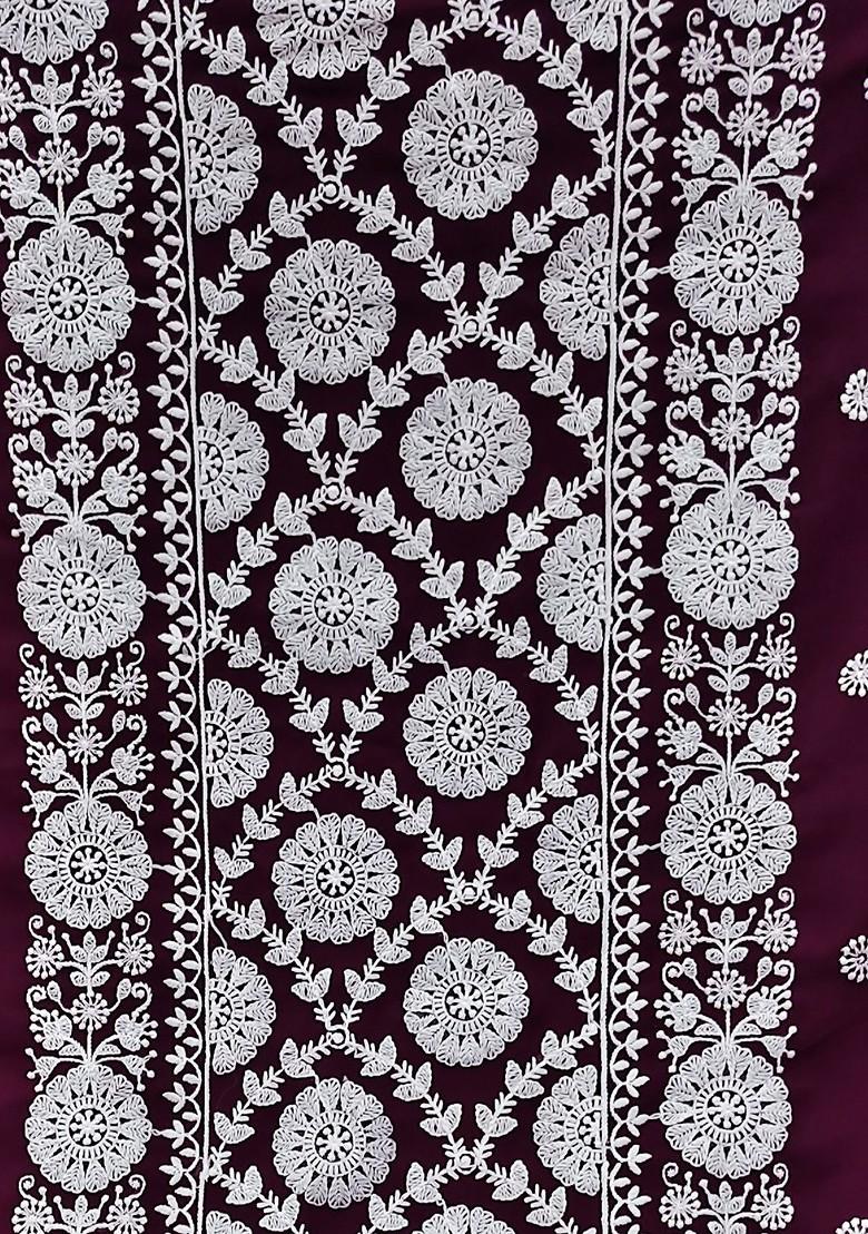 Magenta Ethnic Motifs Embroidered Poly Blend Kurta Set