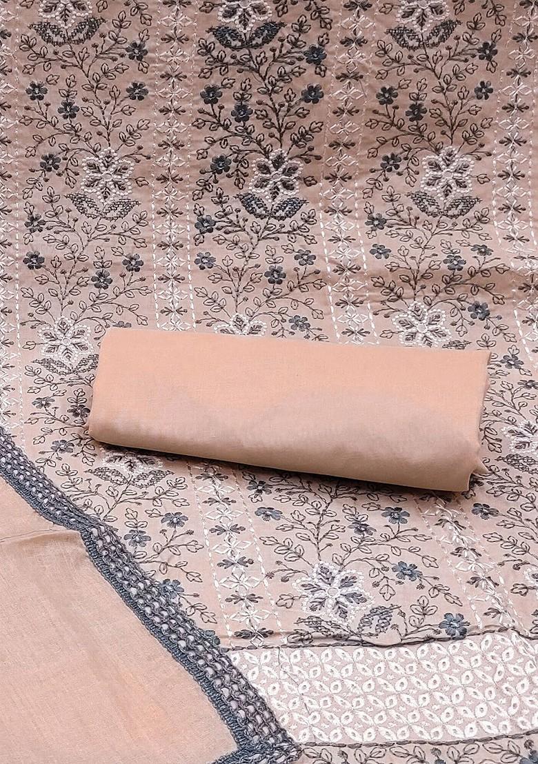 Peach Ethnic Motifs Embroidered Pure Cotton Kurta Set