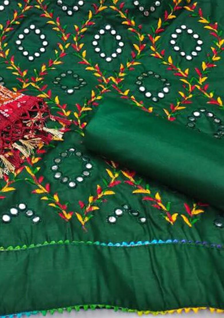 Green Embroidered Pure Cotton Kurta Set