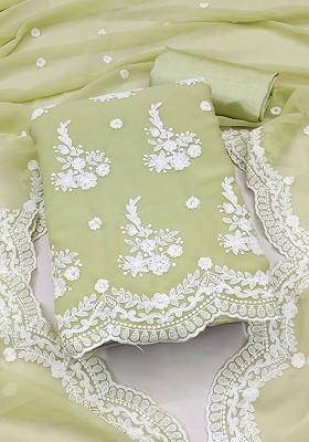 Sea Green Floral Embroidered Silk Georgette Kurta Set