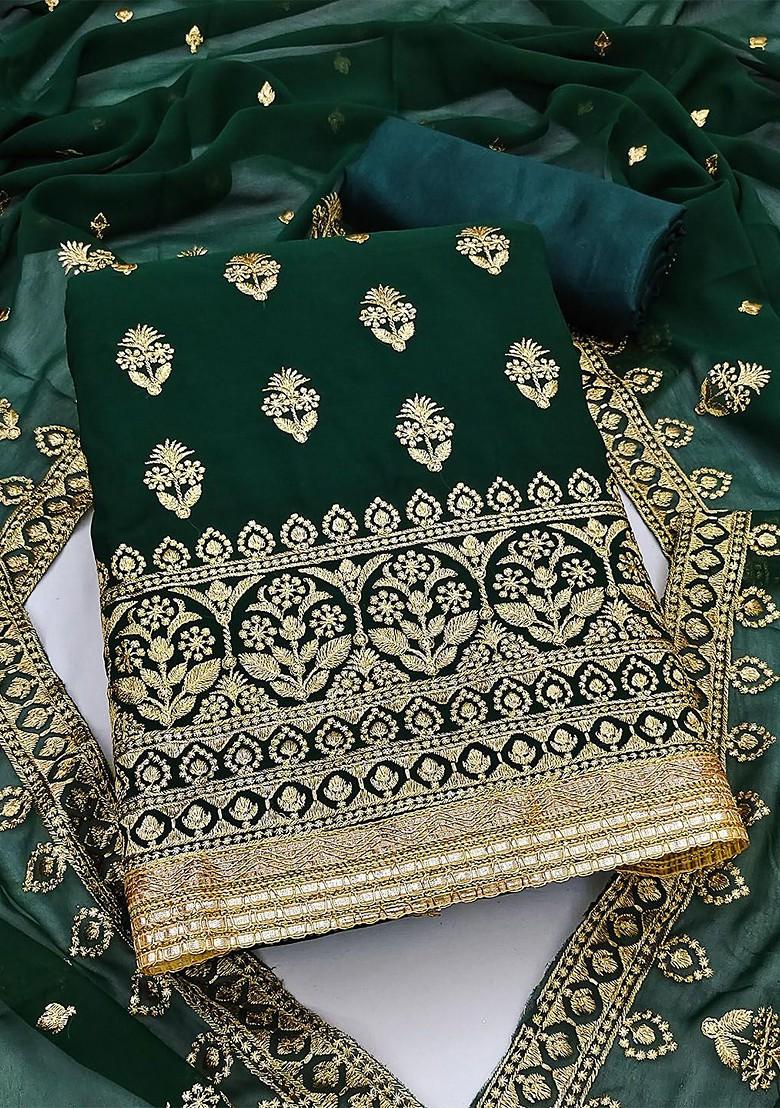 Green Embroidered Silk Georgette Kurta Set