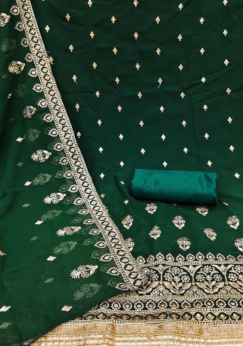 Green Embroidered Silk Georgette Kurta Set