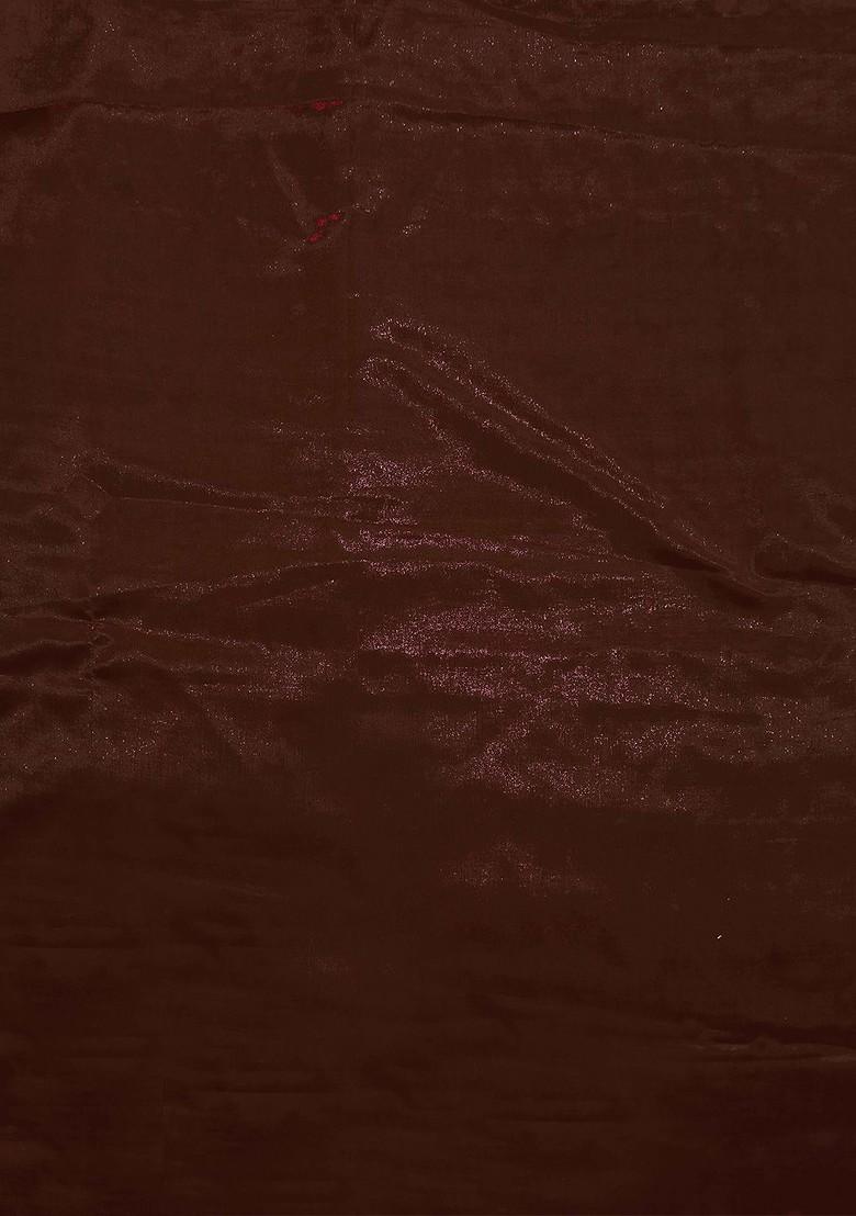 Brown Floral Embroidered Poly Blend Kurta Set