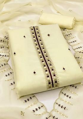 Beige Embroidered Silk Georgette Kurta Set