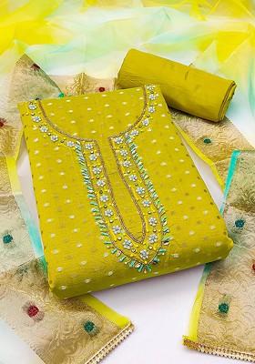 Green Geometric Print Poly Blend Kurta Set